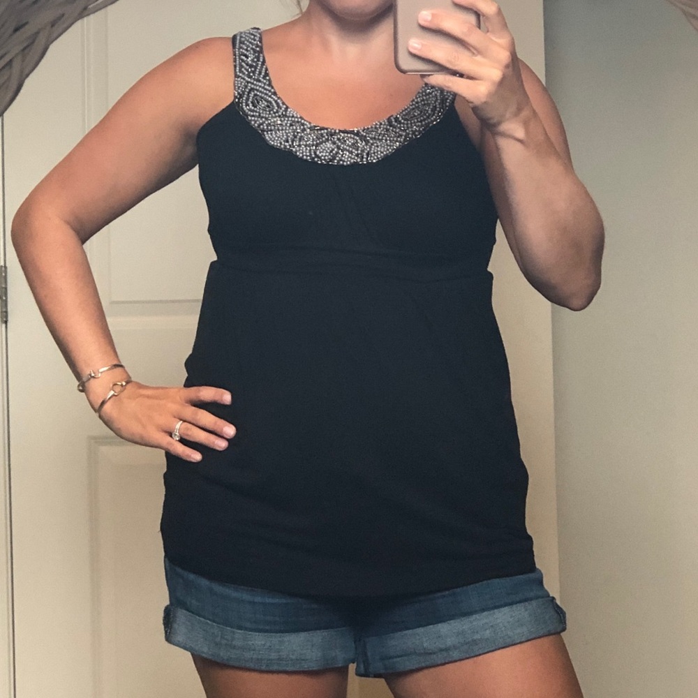Soprano beaded neckline black tank top